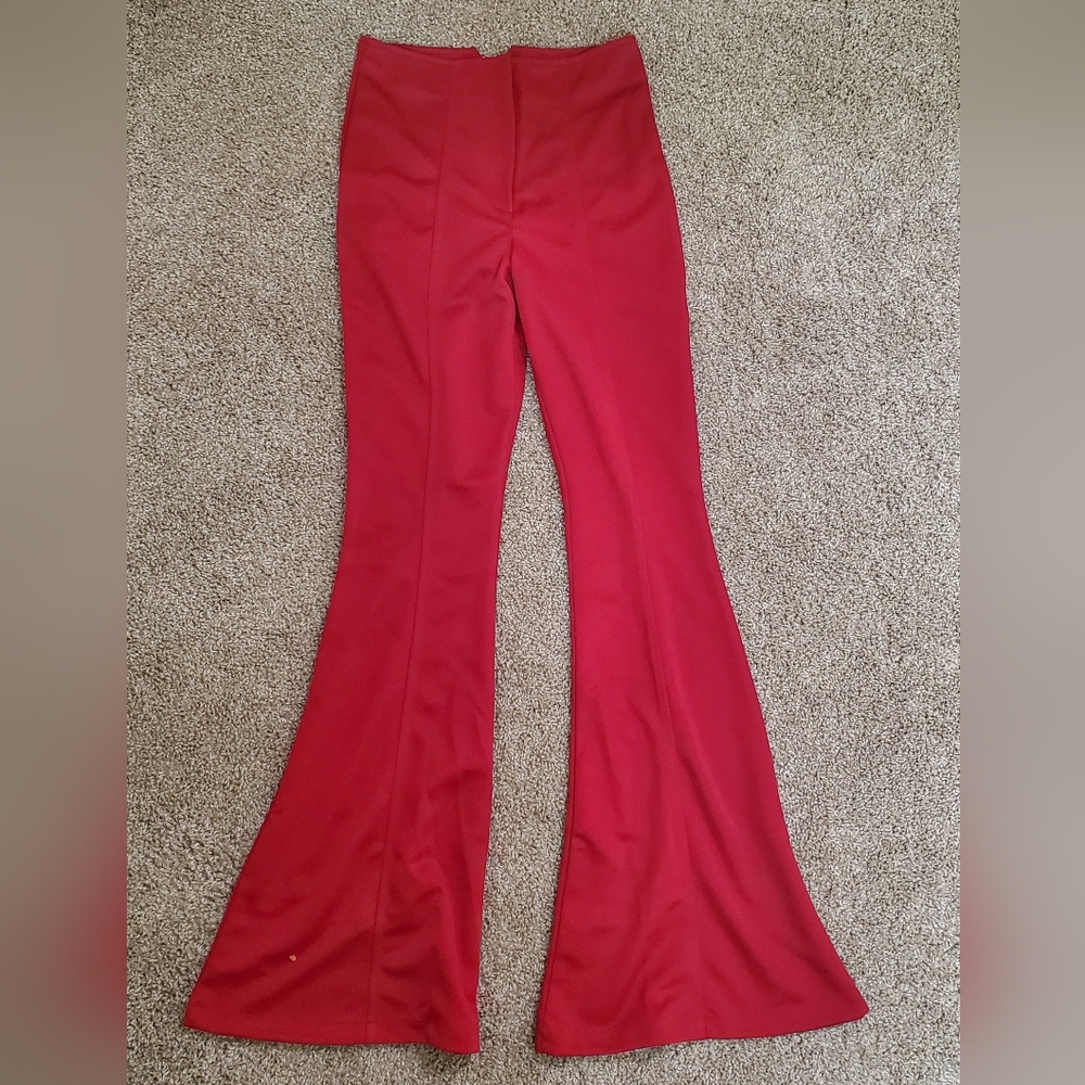 Jerry Beck Red Flare Bell Bottom Womens‎ Pants Size Small Party Rock and Roll